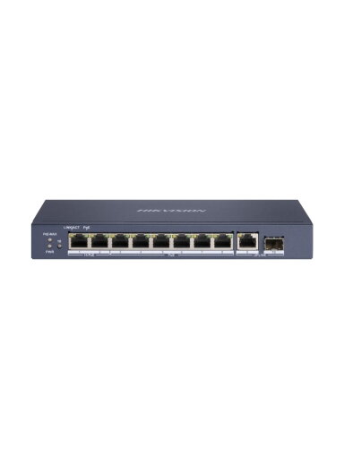 10 prievadų, 8 PoE prievadų komutatorius Hikvision DS-3E0510HP-E