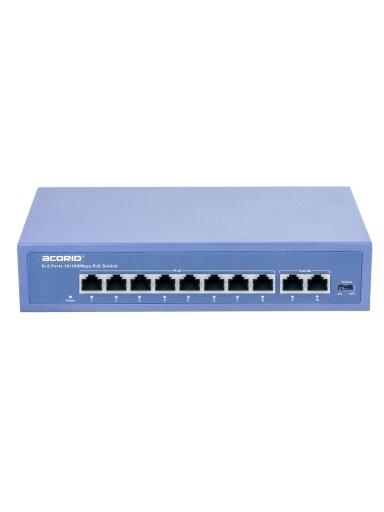 10 prievadų komutatorius Acorid CS1110PG (8 PoE, 2 Uplink, gigabit, 5.6 Gbps)