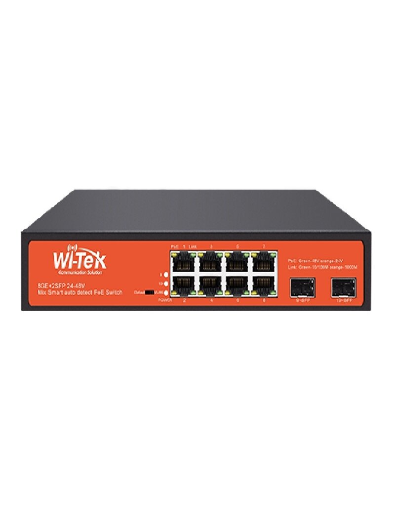 10 prievadų, 8 PoE prievadų komutatorius Wi-Tek WI-PS310GF-UPS+ 10 prievadų, 8 PoE prievadų komutatorius Wi-Tek WI-PS310GF-UPS+