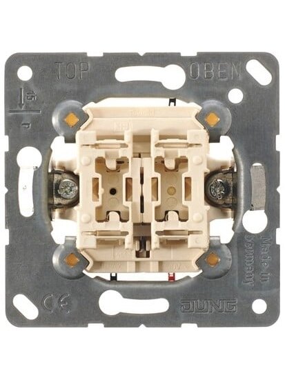 1 kl. mygtuko mechanizmas žaliuzėms JUNG 539VU (10A/250V) 1 kl. mygtuko mechanizmas žaliuzėms JUNG 539VU (10A/250V)