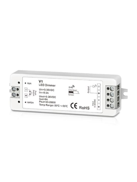 1 kanalo LED juostų valdiklis LUXSONN 8A push-dim (5-36V, 192W)