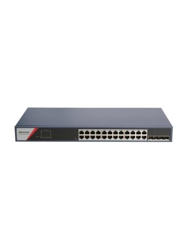 26 prievadų, 24 PoE prievadų komutatorius Hikvision DS-3E1528-SI-24T4F