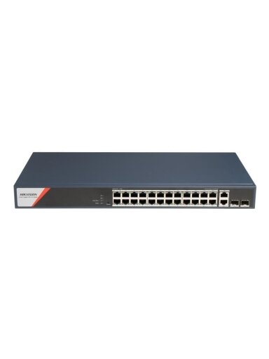 26 prievadų, 24 PoE prievadų komutatorius Hikvision DS-3E1528HP-SI-24P2T2F