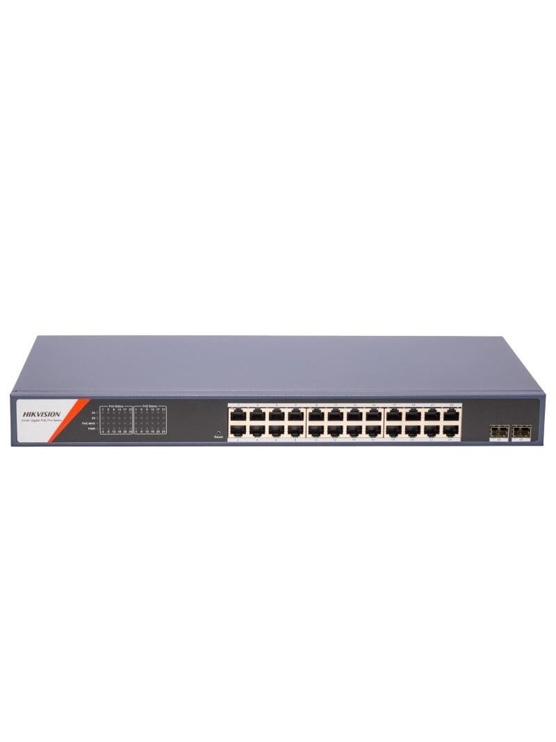26 prievadų, 24 PoE prievadų komutatorius Hikvision DS-3E1526P-SI-24P2F 26 prievadų, 24 PoE prievadų komutatorius Hikvision DS-3E1526P-SI-24P2F