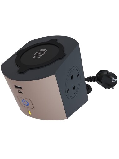 2-vietų ilgiklis + A ir C tipo USB + belaidis krovimas 10W Legrand 694500 (2m)