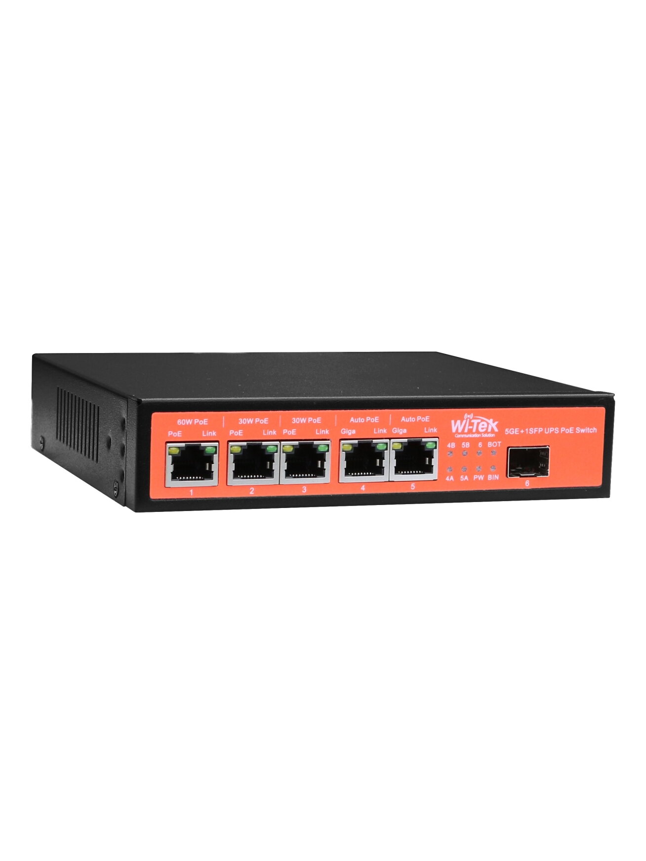 5 prievadų, 5 PoE komutatorius Wi-Tek WI-PS306GF-UPS 5 prievadų, 5 PoE komutatorius Wi-Tek WI-PS306GF-UPS