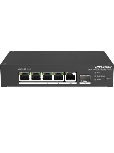 5 prievadų, 4 PoE prievadų komutatorius Hik-vision DS-3T1306P-SI/HS