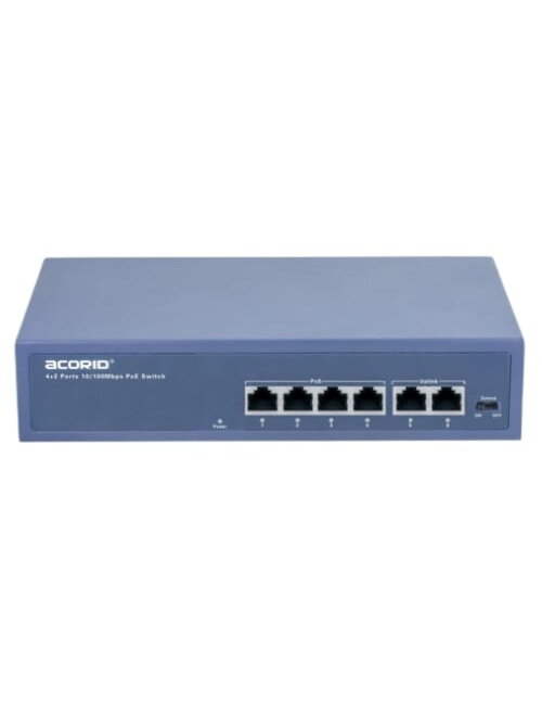 6 prievadų komutatorius Acorid CGS1106P (4 PoE, 2 Uplink gigabit)