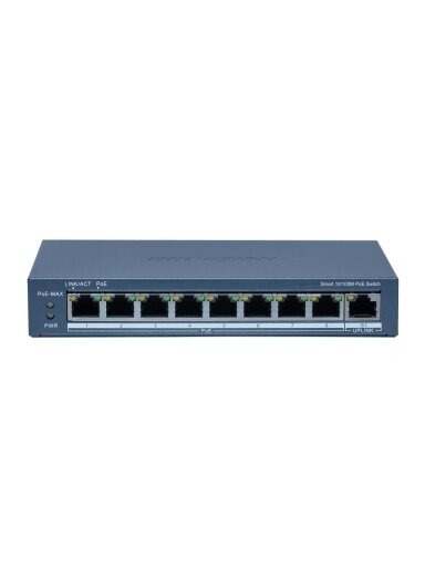 9 prievadų, 8 PoE prievadų komutatorius Hikvision DS-3E1309P-EI(B)