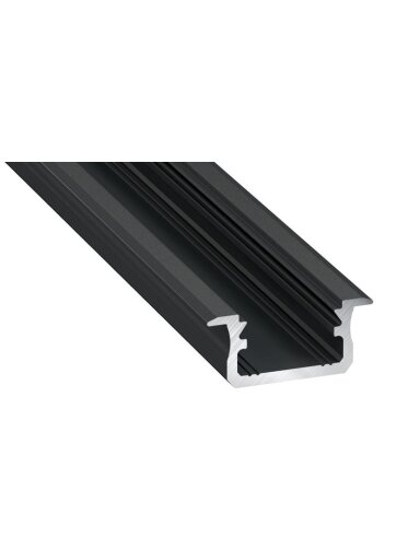Aliuminis profilis Lumines LED juostoms (juodas, anoduotas, 3m)