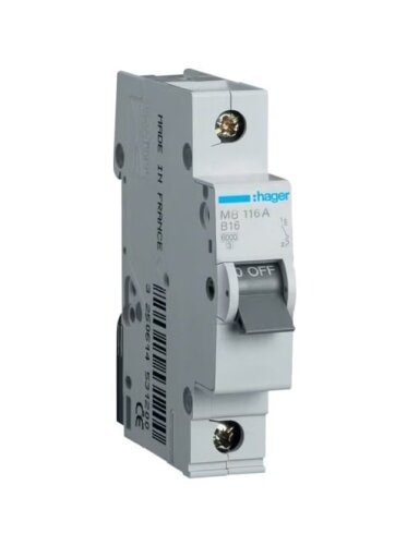 Automatinis jungiklis Hager MB116A (16A, 1P, 230V, 6kA)