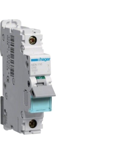 Automatinis jungiklis Hager NDN116 (1P, 16A, D, 10kA, 400V)