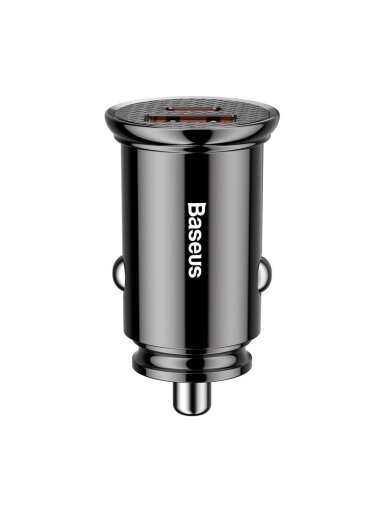 Automobilinis įkroviklis BASEUS CCALL-YS01 (Juodas, 30W, 12-24V, USB + USB-C, QC4.0+, SCP)