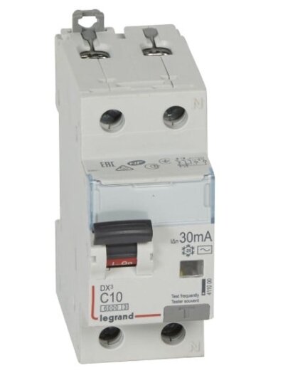 Automatinis jungiklis su srovės nuotekio rėle Legrand 411000 (10A, 1P+NR, 230V, 30mA, RCBO) Automatinis jungiklis su srovės nuotekio rėle Legrand 411000 (10A, 1P+NR, 230V, 30mA, RCBO)