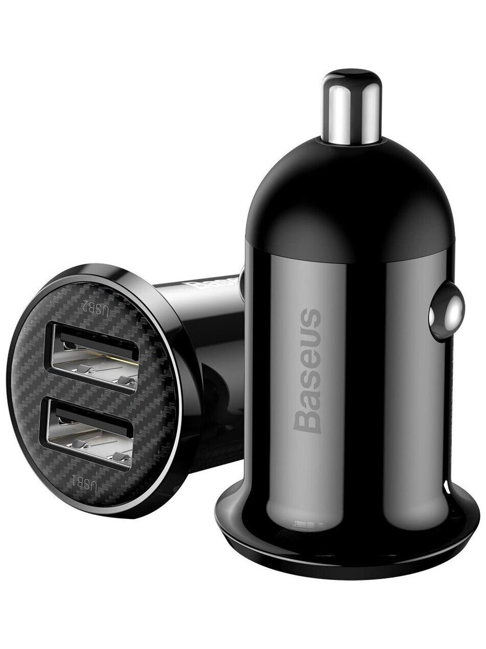 Automobilinis įkroviklis BASEUS CCALLP-01 (Juodas, 30W, 12-24V, 2xUSB, 4.8A)