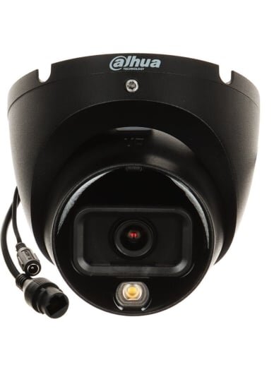 Dahua Dome IPC-HDW1639T-A-IL-0280B-S6-BLACK F2.8 (Juoda, 6MP, ~110°, IR+balta šviesa 30m, IP67)