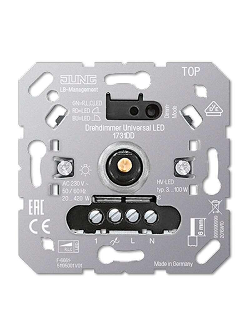 Dimerio mechanizmas kaitrinei lemputei JUNG 1731DD (420W) Dimerio mechanizmas kaitrinei lemputei JUNG 1731DD (420W)
