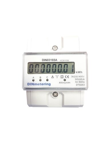 Elektros skaitiklis DIN03165A (3 Fazės, 65A, DIN)