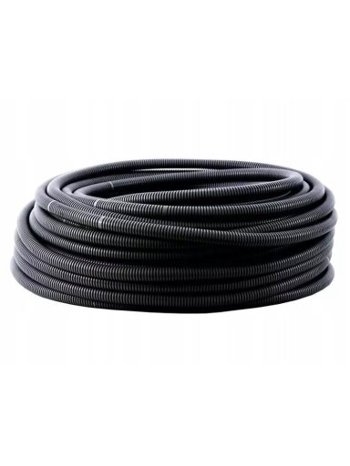Gofruotas PVC vamzdis Pawbol 10mm (100m ritė) (juodas)