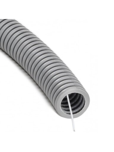Gofruotas vamzdis su viela 16mm (behologenų, pilkas, 100m, 750 N/5 cm, D16) GLOB-EL GL100W