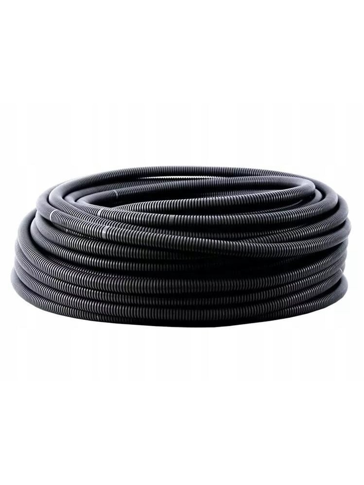 Gofruotas PVC vamzdis Pawbol 10mm (100m ritė) (juodas)