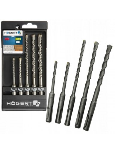 Grąžtų komplektas Hogert HT6D370 (5mm, 6mm, 8mm, 10mm)