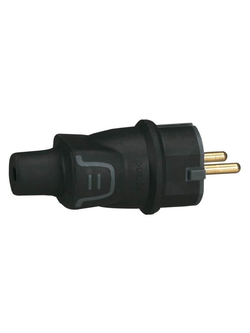 Guminis kištukas Legrand 050342 (juodas, laidas tiesiai, 16A, 250V)