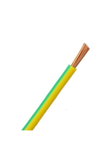 H07V-K (LgY) 1x1.5 mm2 vienagyslis laidas Lietkabelis (daugiavielis, geltonas / žalias, 100m)