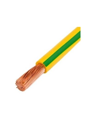 H07V-K (LgY) 1x6 mm2 vienagyslis laidas Lietkabelis (daugiavielis, geltonas/žalias, 100 m)