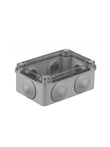 Hermetinė dėžutė skaidriu dangteliu Pawbol S-BOX 206-P (pilka, 120x80x50)