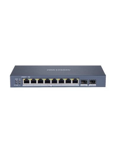 Hikvision 10 prievadų 8 PoE valdomas komutatorius DS-3E1510P-SI-8P2F