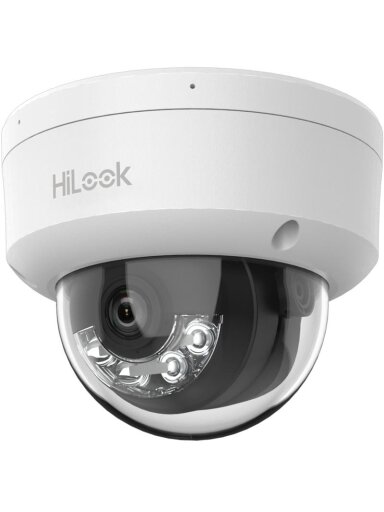 HiLook dome IPC-D120HA-LU F2.8 (balta, 2 MP, 30 m. IR, 30 m. LED, Hybrid Light)