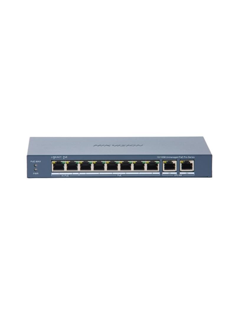 Hikvision 10 prievadų 8 PoE prievadų komutatorius DS-3E0310HP-E(C) Hikvision 10 prievadų 8 PoE prievadų komutatorius DS-3E0310HP-E(C)