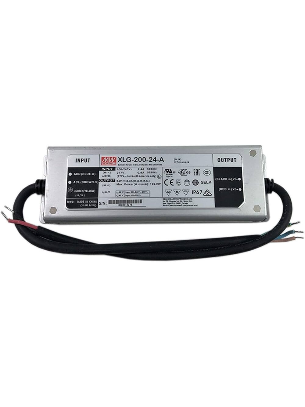 Impulsinis maitinimo šaltinis LED 24V 200W 8.3A, IP67, dimeriuojamas, MEAN WELL, XLG-200-24-A Impulsinis maitinimo šaltinis LED 24V 200W 8.3A, IP67, dimeriuojamas, MEAN WELL, XLG-200-24-A
