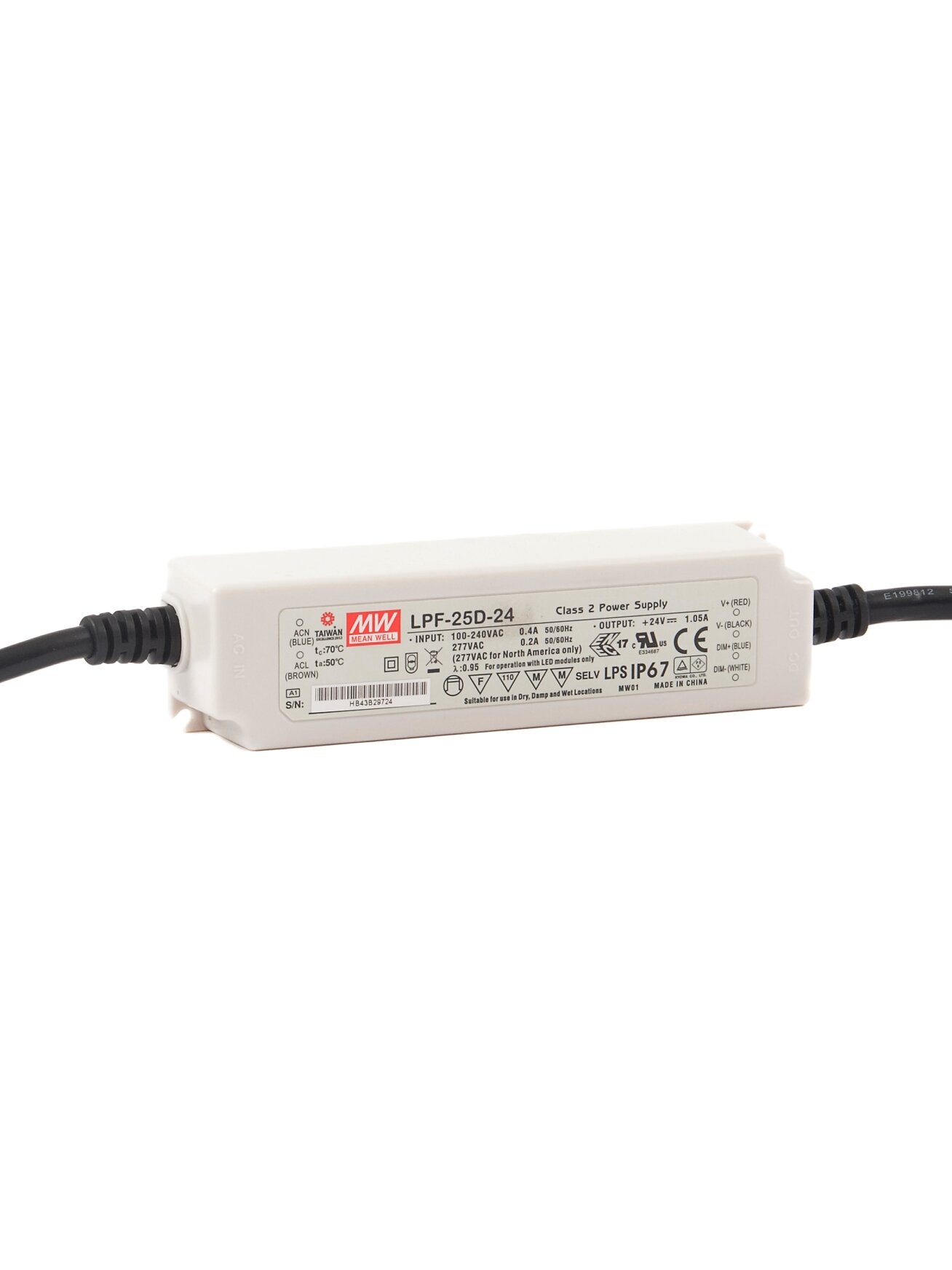 Impulsinis maitinimo šaltinis 24V 1.05A 25.2W IP67, dimeriuojamas