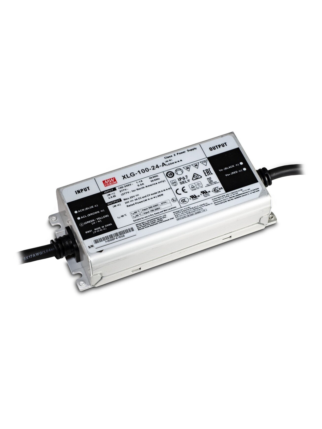 Impulsinis maitinimo šaltinis LED 24V 150W 6.25A, IP67, dimeriuojamas, MEAN WELL, XLG-150-24-A