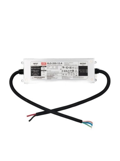 Impulsinis maitinimo šaltinis LED 200W 12V 16A IP67, dimeriuojamas, Mean well XLG-200-12-A