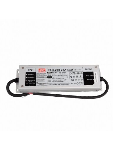 Impulsinis maitinimo šaltinis LED 24V 240W 10A IP65, dimeriuojamas, MEAN WELL ELG-240-24A-3Y