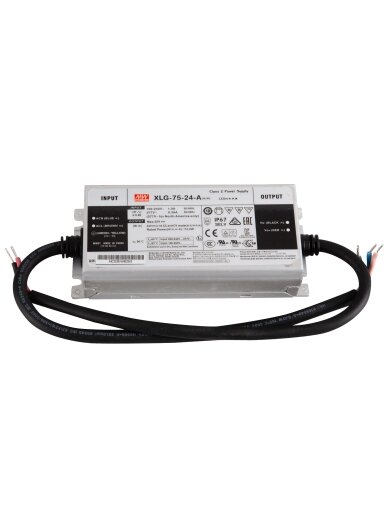 Impulsinis maitinimo šaltinis LED 24V 75W 3.1A, IP67, dimeriuojamas, MEAN WELL, XLG-75-24-A
