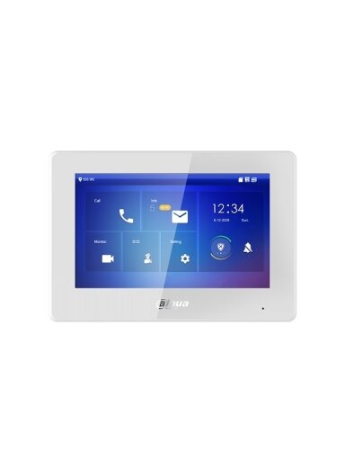 IP domofono monitorius 7 col. 1024x600,Micro SD kortelės prievadas,PoE(802.3af) baltas, SIP