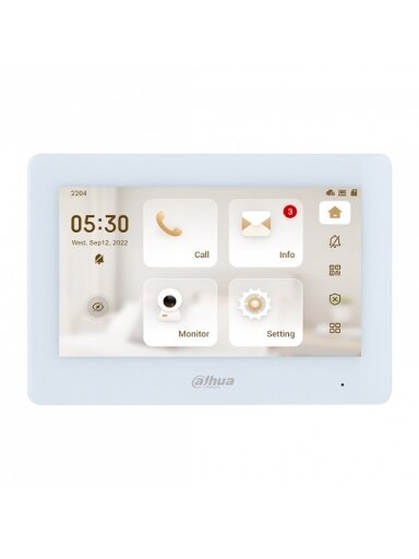 IP domofono monitorius 7 col. Wi-Fi,1024x600,Micro SD kortelės prievadas,PoE(802.3af) baltas, SIP