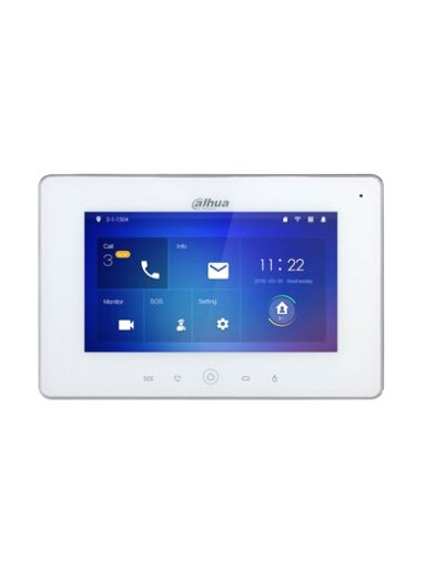 IP domofono monitorius su WIFI, 7 col. 1024x600,Micro SD kortelės prievadas,PoE(802.3af) baltas, SIP