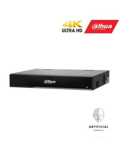 IP įrašymo įrenginys 32kam.16MP, IVS, AI, 16 PoE, 320Mbps, H.265+, veido atpažinimo funkcija 4 kan.