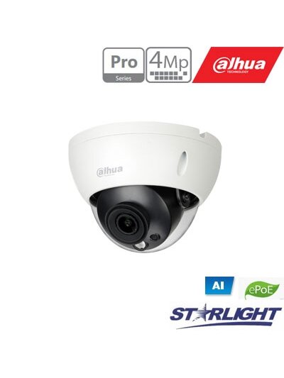 IP kam. AI 4M 2K kupol. STARLIGHT + su LXIR iki 50m, 4MP(2688x1520)1~25fps, 2.8mm, H.265+, ePoE,IK10