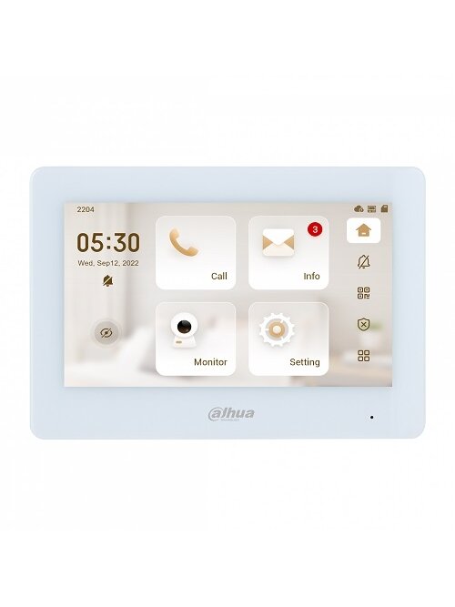 IP domofono monitorius 7 col. Wi-Fi,1024x600,Micro SD kortelės prievadas,PoE(802.3af) baltas, SIP