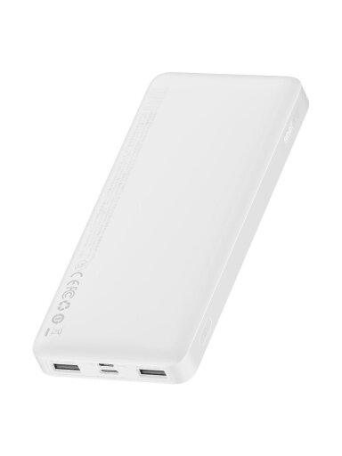 Išorinis akumuliatorius (Powerbank) BASEUS PPBD050002 (10000mAh, 15W, 2xUSB + USB-C, baltas)
