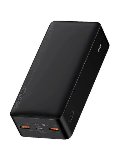 Išorinis akumuliatorius (Powerbank) BASEUS PPBD050401 (30000mAh, 20W, QC3.0, 2xUSB + USB-C, juodas)