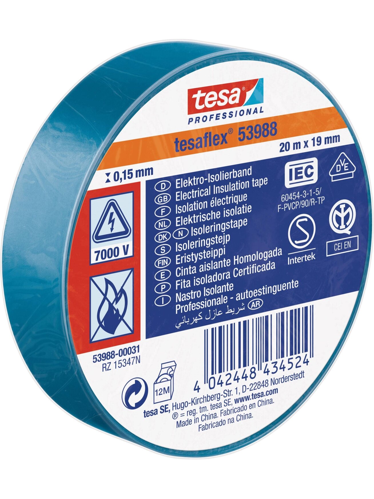 Izoliuojanti juosta TESA (mėlyna) 33m x 19mm 53988-00033-00