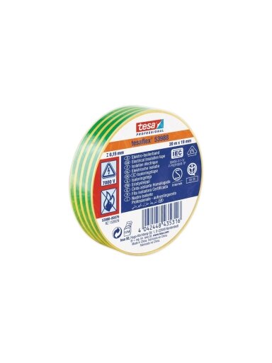 Izoliuojanti juosta TESA (geltona/žalia) 10m x 15mm 53988-00005-00