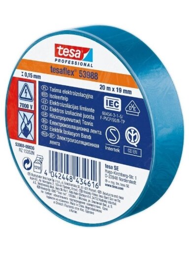 Izoliuojanti juosta TESA (mėlyna) 20m x 19mm 53988-00036-00